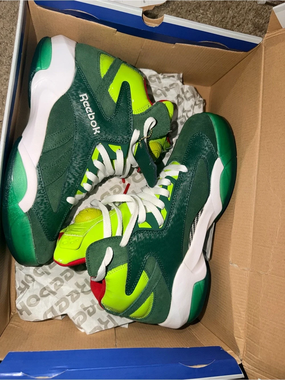 Reebok Shaq Attaq Pump Green Sonic Green Red Men’s Size 8.5